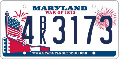 MD license plate 4BK3173