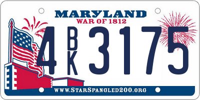 MD license plate 4BK3175