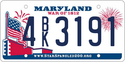 MD license plate 4BK3191