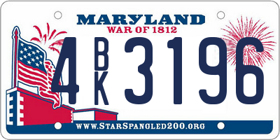 MD license plate 4BK3196
