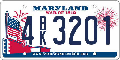 MD license plate 4BK3201