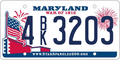 MD license plate 4BK3203