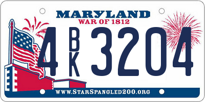 MD license plate 4BK3204