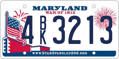 MD license plate 4BK3213