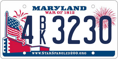 MD license plate 4BK3230