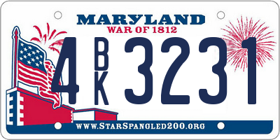 MD license plate 4BK3231