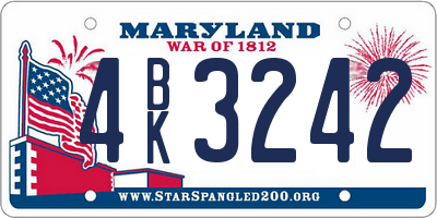 MD license plate 4BK3242