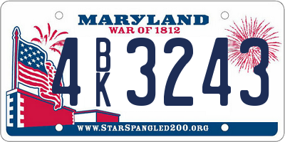 MD license plate 4BK3243