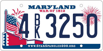 MD license plate 4BK3250