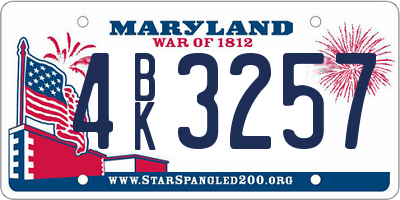 MD license plate 4BK3257