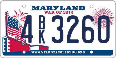 MD license plate 4BK3260