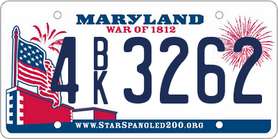 MD license plate 4BK3262