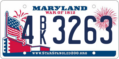 MD license plate 4BK3263