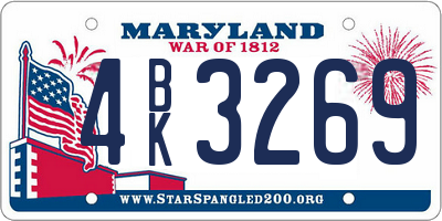 MD license plate 4BK3269