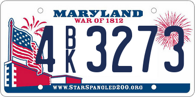 MD license plate 4BK3273