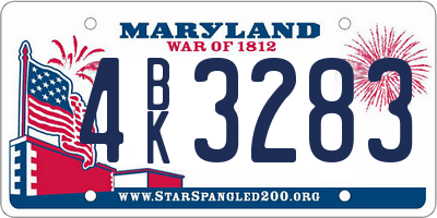 MD license plate 4BK3283