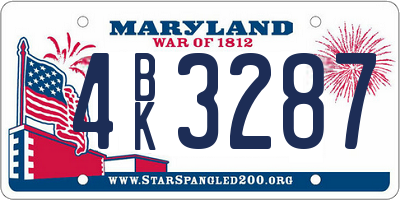 MD license plate 4BK3287