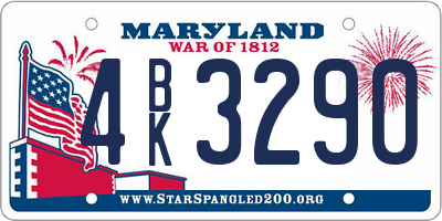 MD license plate 4BK3290