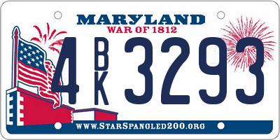MD license plate 4BK3293