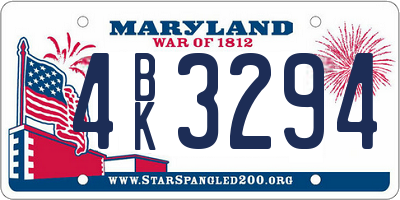 MD license plate 4BK3294