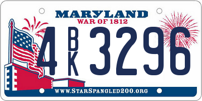 MD license plate 4BK3296