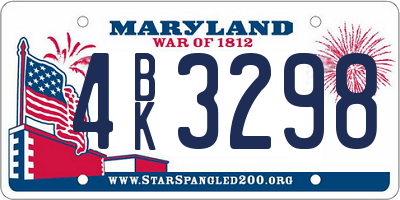MD license plate 4BK3298