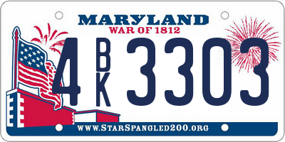 MD license plate 4BK3303