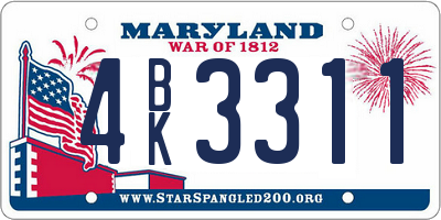 MD license plate 4BK3311
