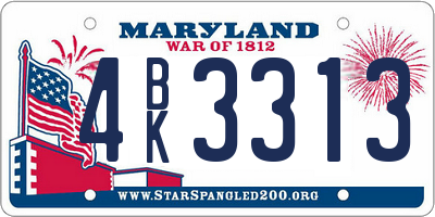 MD license plate 4BK3313