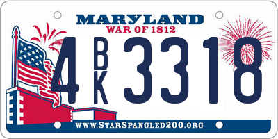 MD license plate 4BK3318