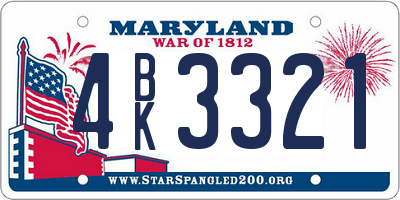MD license plate 4BK3321