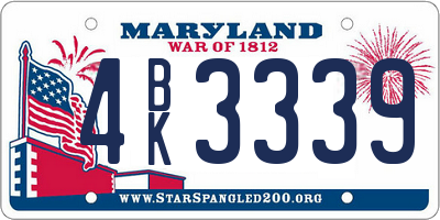 MD license plate 4BK3339