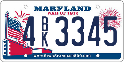 MD license plate 4BK3345
