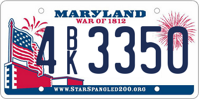 MD license plate 4BK3350