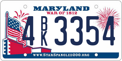 MD license plate 4BK3354
