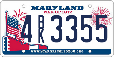 MD license plate 4BK3355