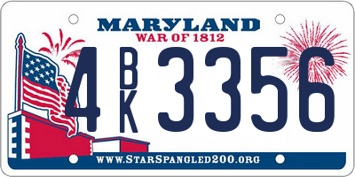 MD license plate 4BK3356