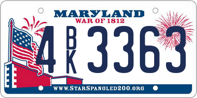 MD license plate 4BK3363