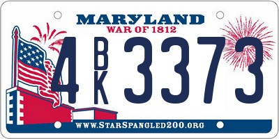MD license plate 4BK3373