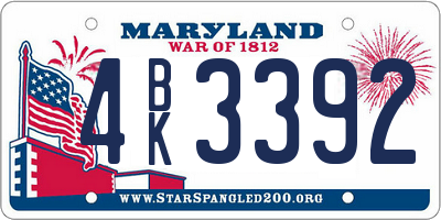 MD license plate 4BK3392