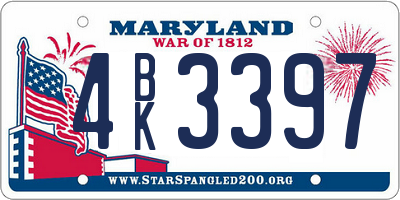 MD license plate 4BK3397