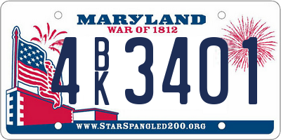 MD license plate 4BK3401