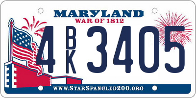 MD license plate 4BK3405