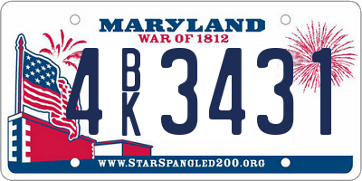 MD license plate 4BK3431