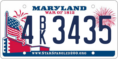 MD license plate 4BK3435