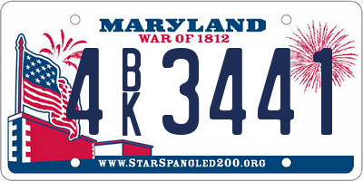 MD license plate 4BK3441