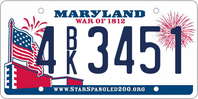 MD license plate 4BK3451