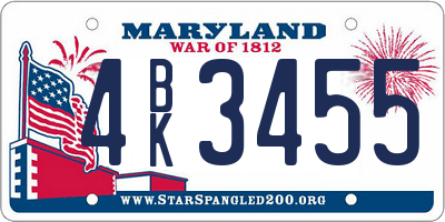 MD license plate 4BK3455