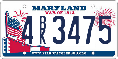 MD license plate 4BK3475
