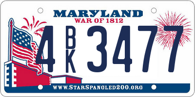 MD license plate 4BK3477